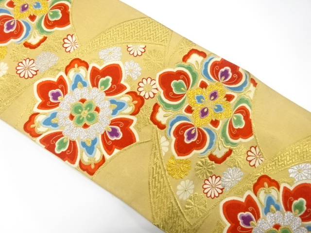 JAPANESE KIMONO / ANTIQUE FUKURO OBI / SILK / WOVEN JIGAMI PATTERN